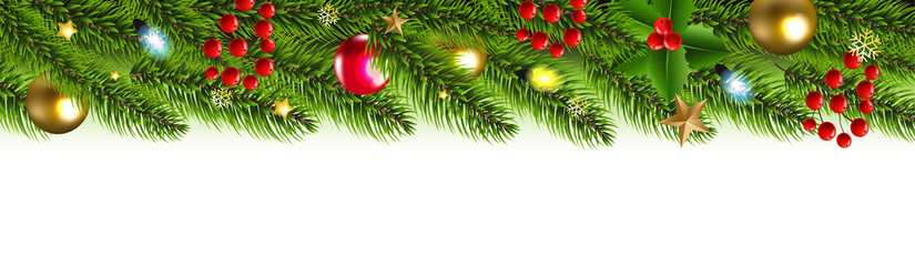 Xmas Border With Star And Balls