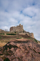 Beautiful view of Mont Orgueil Castle on the cliff