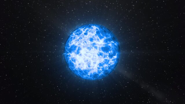 Black background with blue magic ball. Motion. Dark background with stars and a magical iridescent ball in animation.