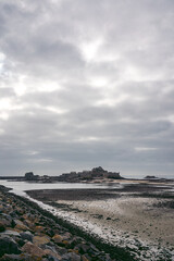 Elizabeth Castle view. The 16th century fortress on the cliff