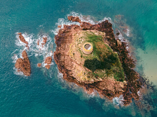 Portelet Tower, Jersey, is a Martello tower that the British built in 1808 on the tidal island...