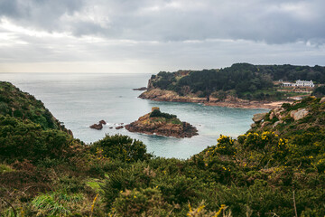 Portelet Tower, Jersey, is a Martello tower that the British built in 1808 on the tidal island L'&Icirc;le au Guerdain