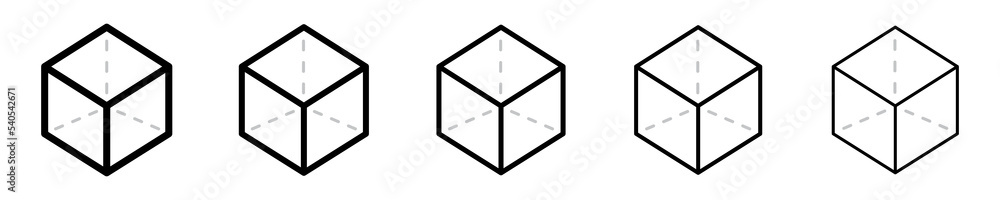 Aufkleber set of cube vector icons. cube 3d black line icon. vector 10 eps.
