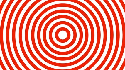 Red white circles wave expanding loop animation. Widen hypnotic circular line concentric abstract. Growing round cycle video. Thick lines from center.  4k animated top footage 