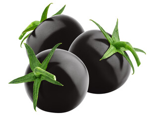 black Tomato, isolated on white background, clipping path, full depth of field