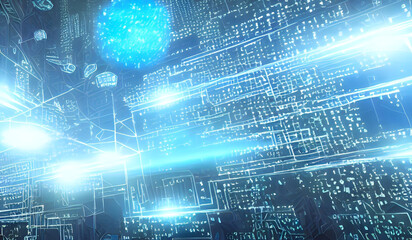 Obraz premium tecnilogia crypto, design rede internet, ciberespaço, computador