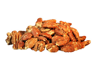 pile pecans  isolated on white background