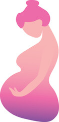 Future mother is waiting her baby. Pregnant woman flat icon set illustration