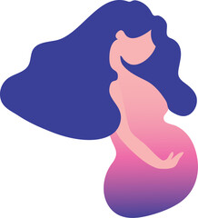 Future mother is waiting her baby. Pregnant woman flat icon set illustration