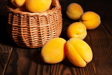 apricot group on wood background