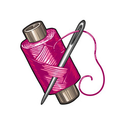 thread and needle vector illustration on white background