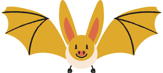 Bat vector isolated on white background. Halloween night animal character illustration