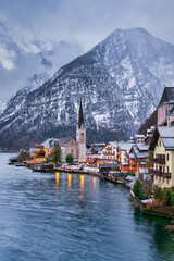 hallstatt covered with snow in winter, Austria