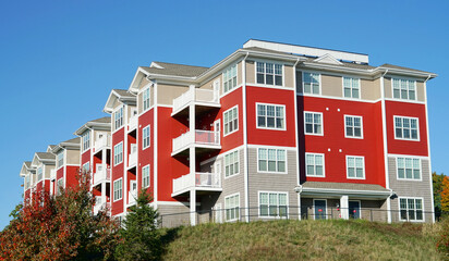 close up on modern rental apartment buildings