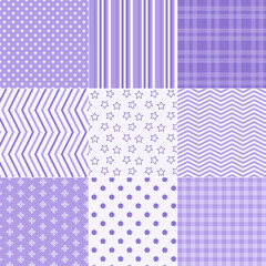 A set of simple seamless vector backgrounds in purple