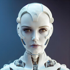 Portrait of cyborg girl from marble - obrazy, fototapety, plakaty
