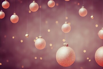 Merry Christmas background, festive xmas balls baubles decorations.