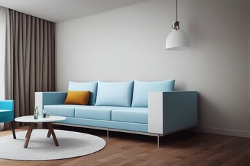 Home interior mock up with armchair and decor in modern living room, 3d render