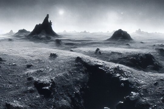 Black And White Desolate Planet Landscape