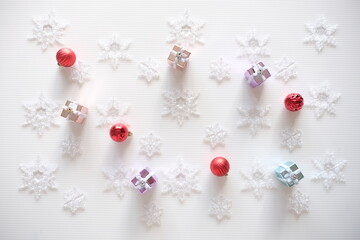christmas background with balls and snowflakes