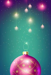 Merry Christmas background, festive xmas balls baubles decorations.