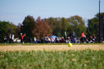 Obraz na płótnie Canvas Softball on the field