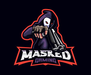Masked shooter mascot logo