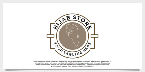 hijab style logo design vector with creative concept template