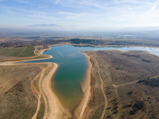 Aerial view of Drenov Dol reservoir, Bulgaria