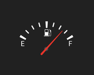Gasoline speedometer on a black background. Vector illustration