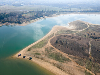 Aerial view of Drenov Dol reservoir, Bulgaria