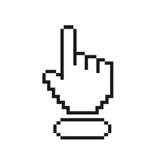Obraz premium Pixel hand icon on a white background. Vector illustration
