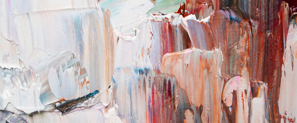 Macro. Abstract art. Expressive embossed pasty oil paints and reliefs. Colors: yellow, white,...