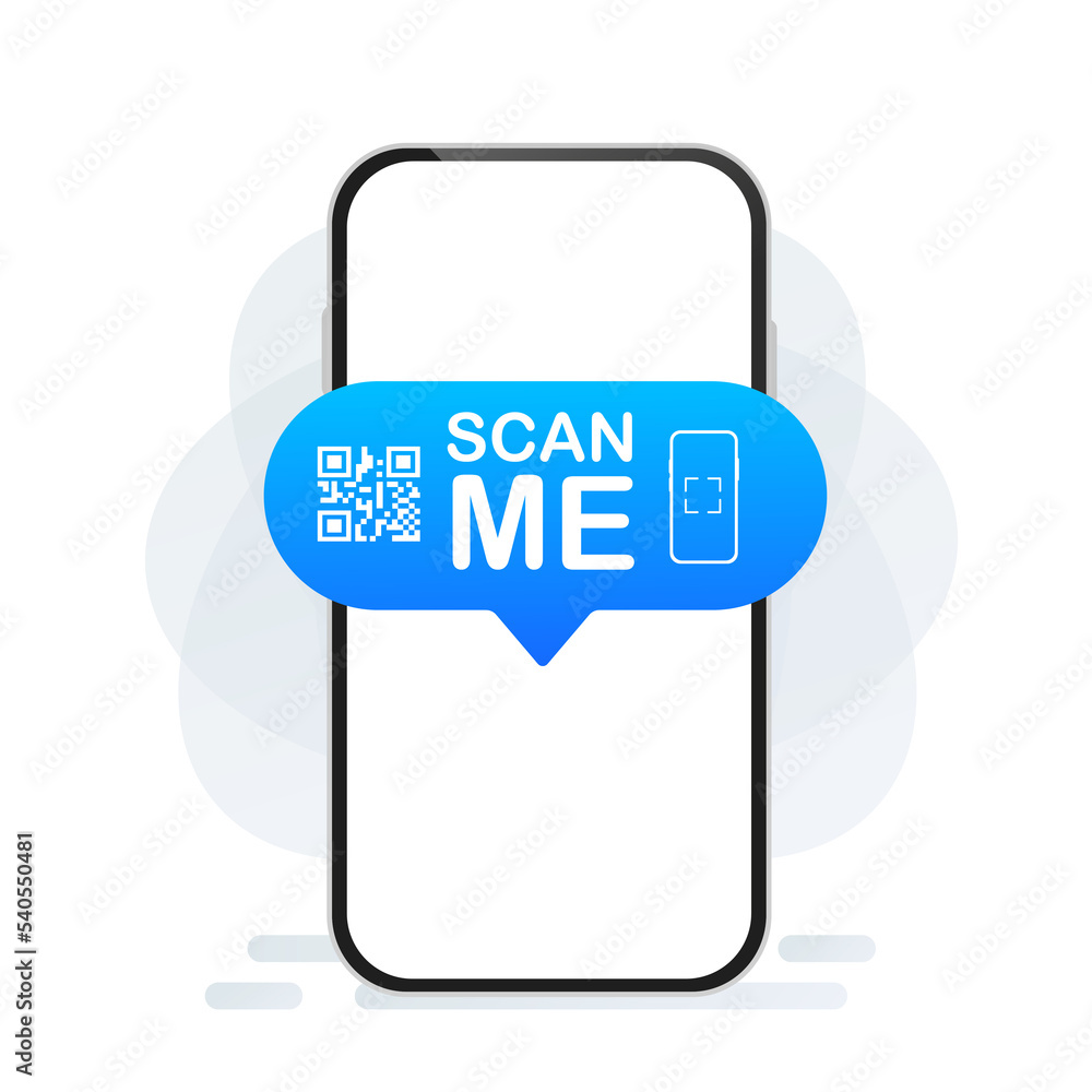 Poster qr code for smartphone. caption scan me with smartphone icon. qr code for payment. vector illustrati