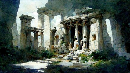 Greek hall ruin - obrazy, fototapety, plakaty