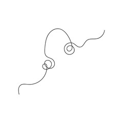 Vector drawing of headphones on the head in one line. Minimalism. Big headphones.