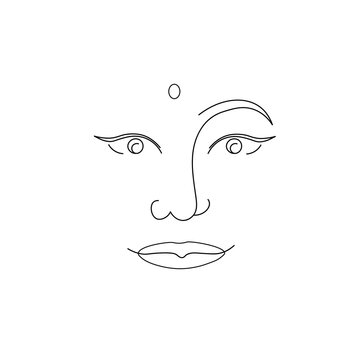 Vector Illustration. A Woman From India With A Red Dot On Her Forehead. Indian Girl. The Face Of Minimalism.