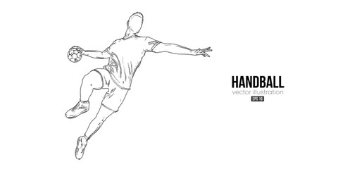 Abstract silhouette of a handball player on white background. Handball player man are throws the ball. Vector illustration