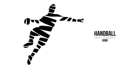 Abstract silhouette of a handball player on white background. Handball player man are throws the ball. Vector illustration