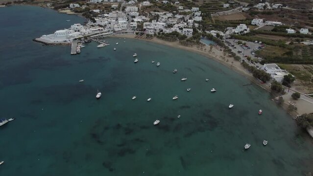 Pollonia Village Aerial View in Milos, Cyclades Island in Aegean Sea, Greece
