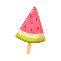 fruit ice cream with watermelon icing on a stick popsicle vector