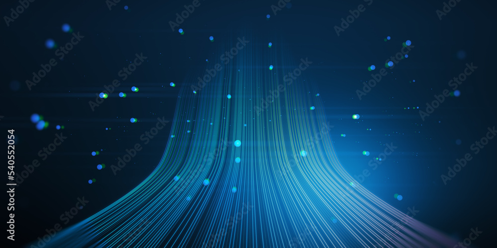 Poster abstract glowing big data or metaverse hologram background. future and digital world concept. 3d ren