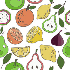 Obraz premium Seamless vector fruit pattern mix 