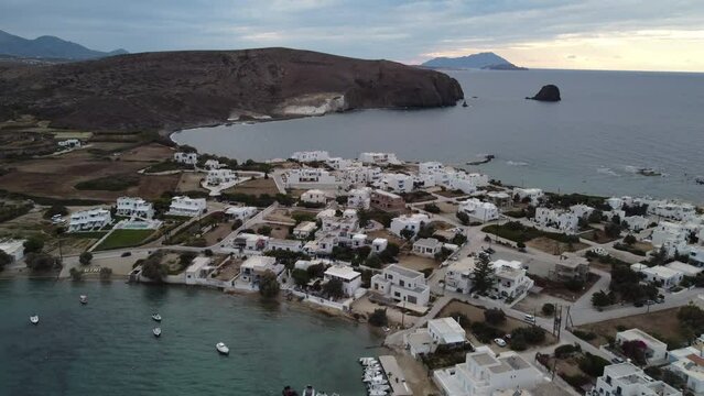 Pollonia Village Aerial View in Milos, Cyclades Island in Aegean Sea, Greece
