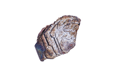 hematite iron rose macro detail white isolated background. close-up Rough raw unpolished semi-precious gemstone.