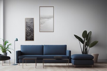 mock up poster frame in modern interior background, close up, living room, Scandinavian style, 3D render, 3D illustration