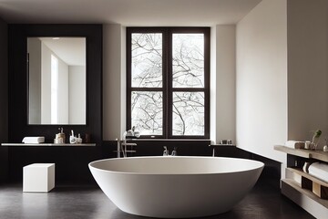 Naklejka na ściany i meble Bright elegant bathroom interior in a luxury house