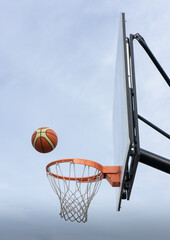 basketball entering the basket