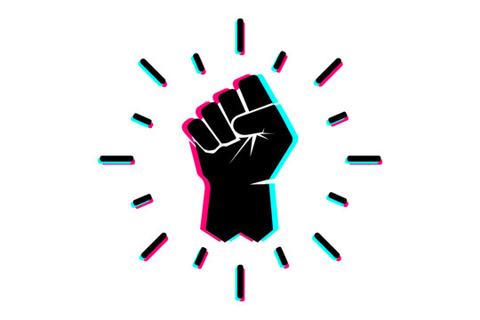 Black raised fist protest symbol icons. Hands clenched power symbol. Black lives important protest. Vector illustration