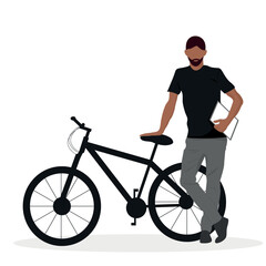 A faceless man with a bicycle. Vector illustration